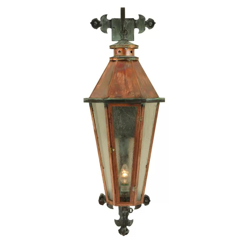 14" Copper and Brass Dimmable Lantern Wall Sconce