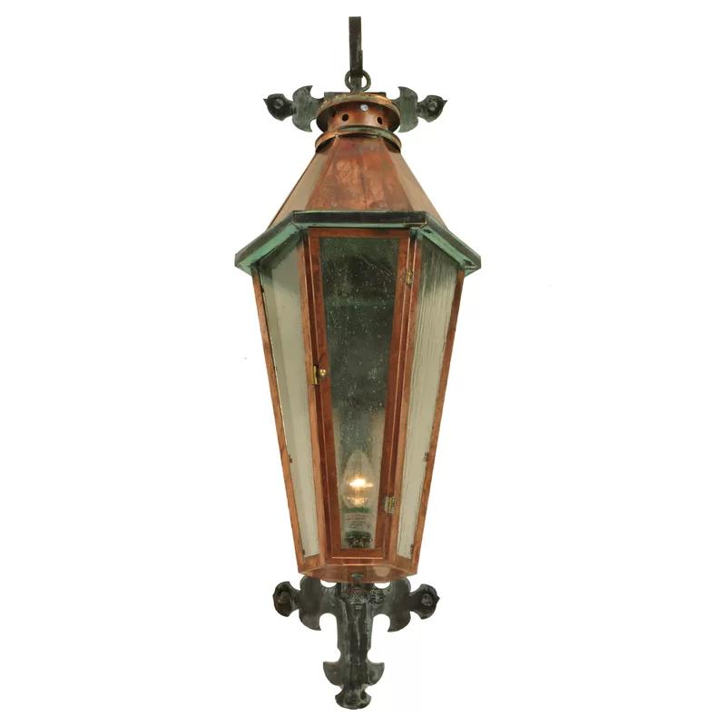 14" Copper and Brass Dimmable Lantern Wall Sconce