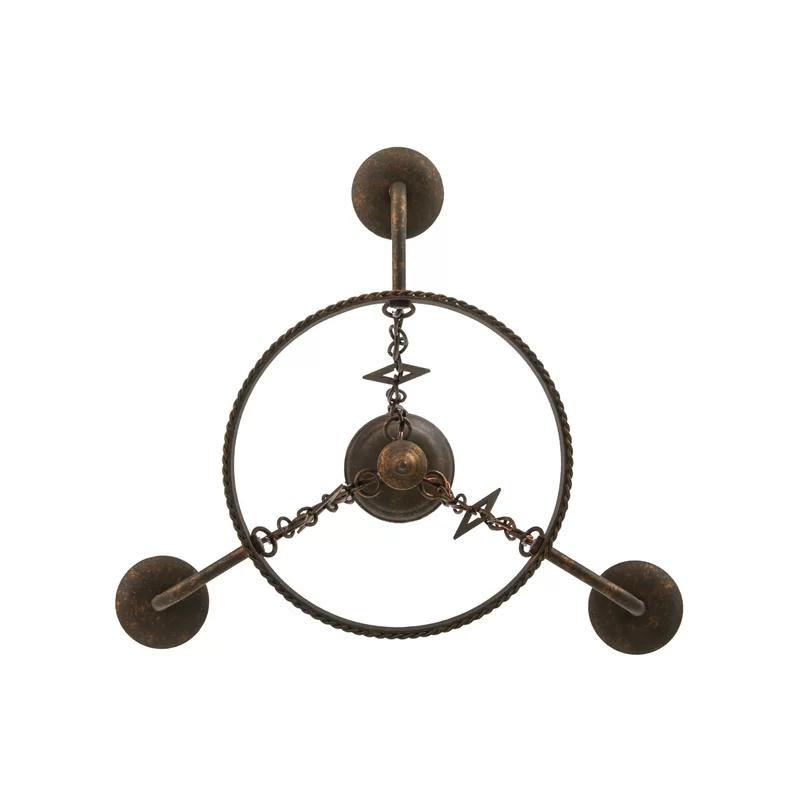 Gothic Elegance Copper 3-Light Chandelier with Ivory Faux Candles