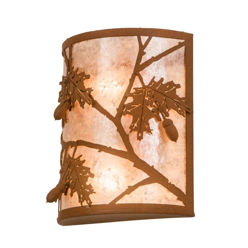 Rustic Bronze Oak Leaf and Acorn Wall Sconce