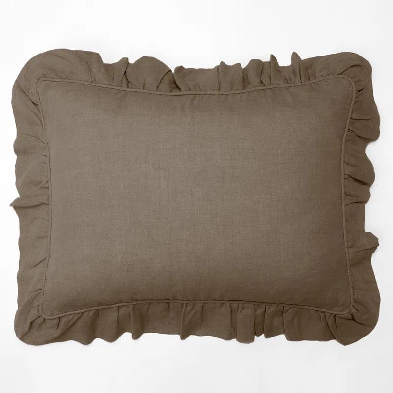 Lily Washed Linen Ruffled Classic Chic Romantic Farmhouse Pillow Sham