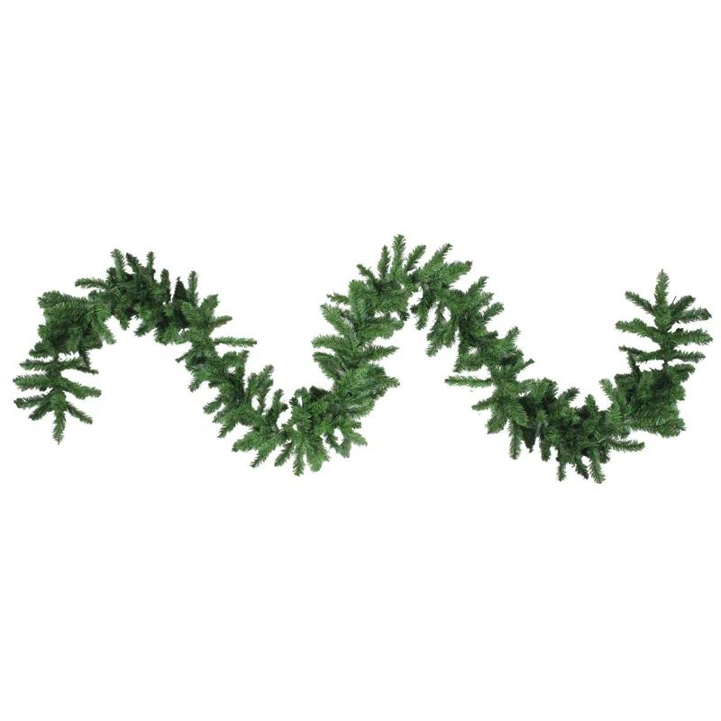 Lush Two-Tone Faux-Pine Outdoor Christmas Garland with Ribbon Accents