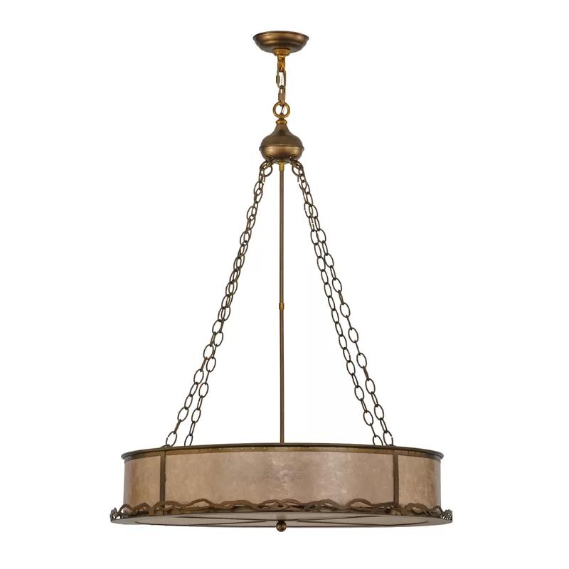 Copper and Glass 4-Light Drum Chandelier