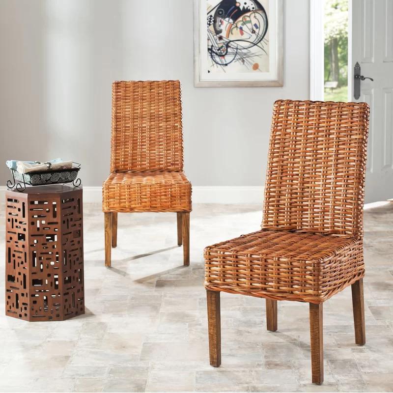 Parsons Transitional Honey Oak Cane Side Chair