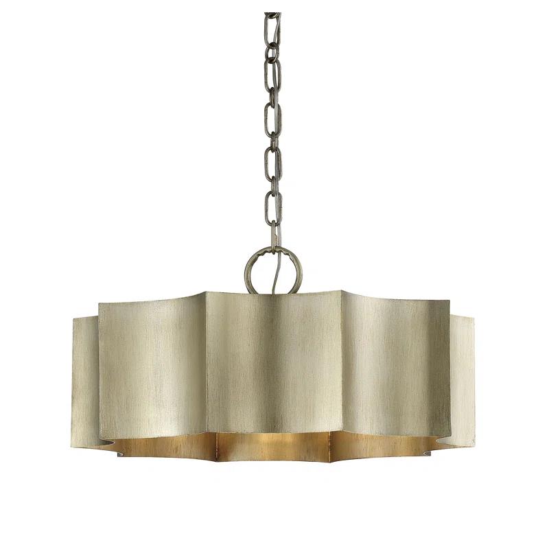 Carney 3 Light Metal Dimmable Scalloped Chandelier