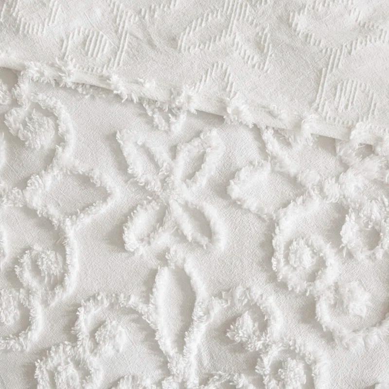 Bright White Medallion Cotton Chenille Cozy Daybed Set, 5 Piece