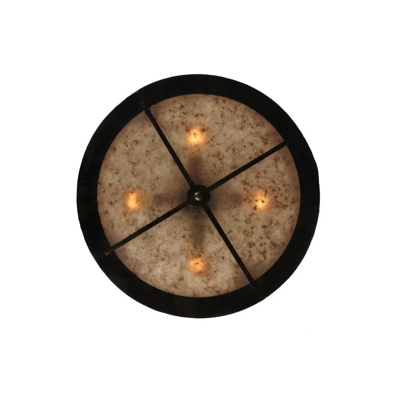 Bronze 4-Light Indoor/Outdoor Drum Chandelier with Glass Incandescent Bulbs