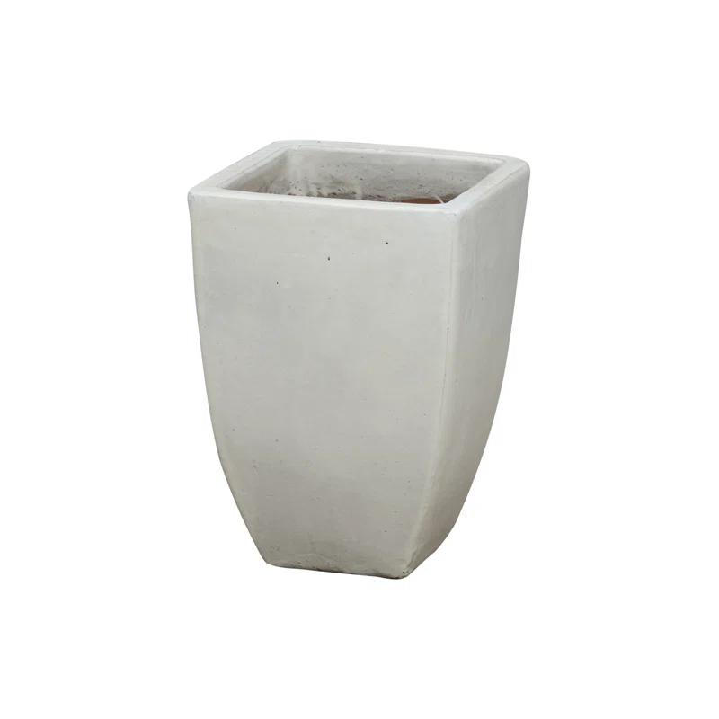 Large Square Ceramic Planter in Glossy White - 18.5" H