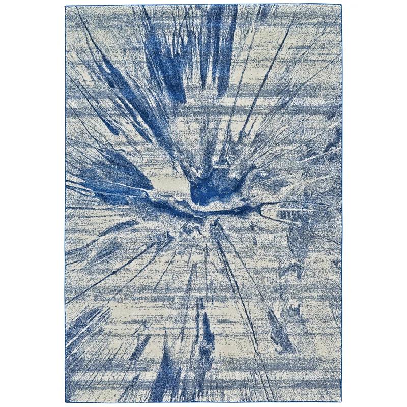 Cobalt Blue Omari Rectangular Easy-Care Area Rug