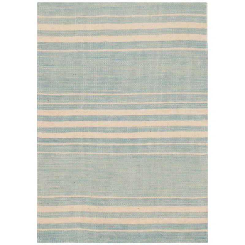 Coastal Stripe Handwoven Blue Wool 2' x 3' Area Rug