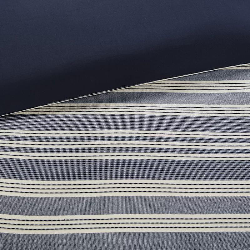 Ivory and Navy Cotton Jacquard Queen Bedspread Set