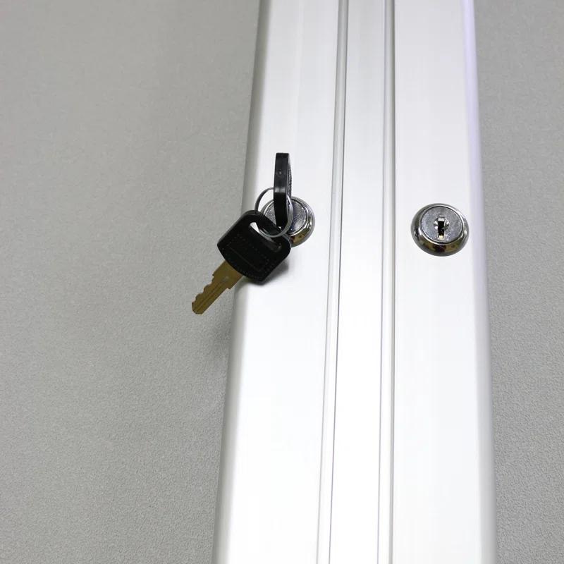 Satin Aluminum 3-Door Enclosed Vinyl Bulletin Board with Illuminated Header