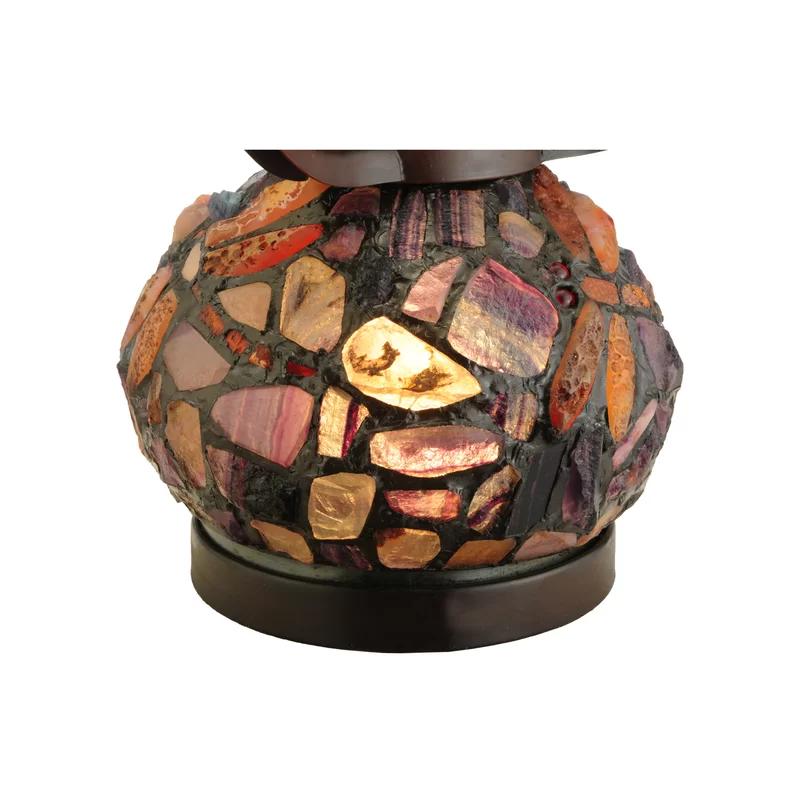 Sunset Agate Dragonfly 2-Light Table Lamp with Stained Glass