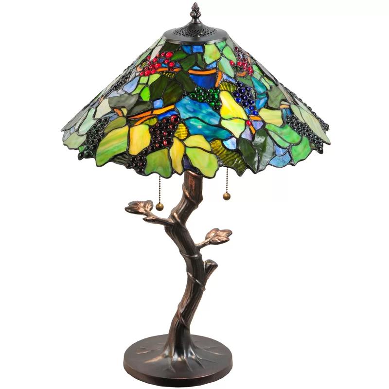 Blue Stained Glass 25" Table Lamp with Mahogany Bronze Base