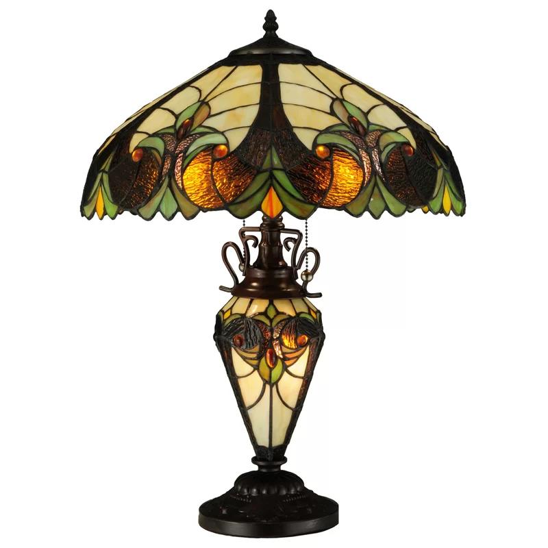 Victorian Elegance 25" Stained Glass Bronze Table Lamp