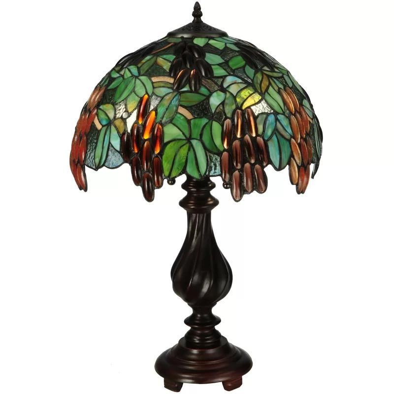 Murlo Multicolor Stained Glass and Bronze Table Lamp