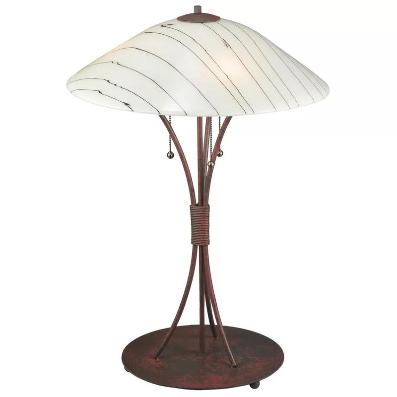 Midnight Sunset 3-Light Stained Glass Table Lamp in Black and Beige