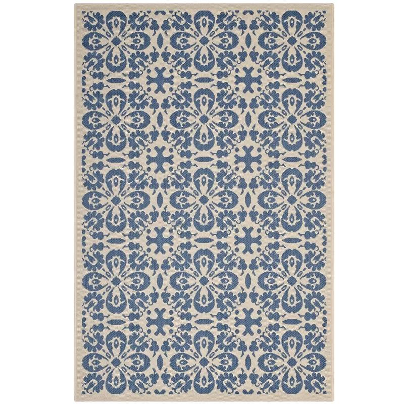 Ariana Light Green and Beige Floral 8' x 10' Synthetic Rug