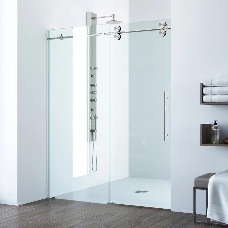 Elan 56-60" W x 74" H Sliding Frameless Shower Door with 3/8" Clear Glass