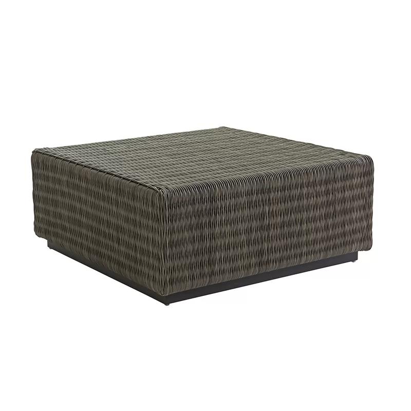 Cypress Point Ocean Terrace 40" Square Gray Woven Cocktail Table