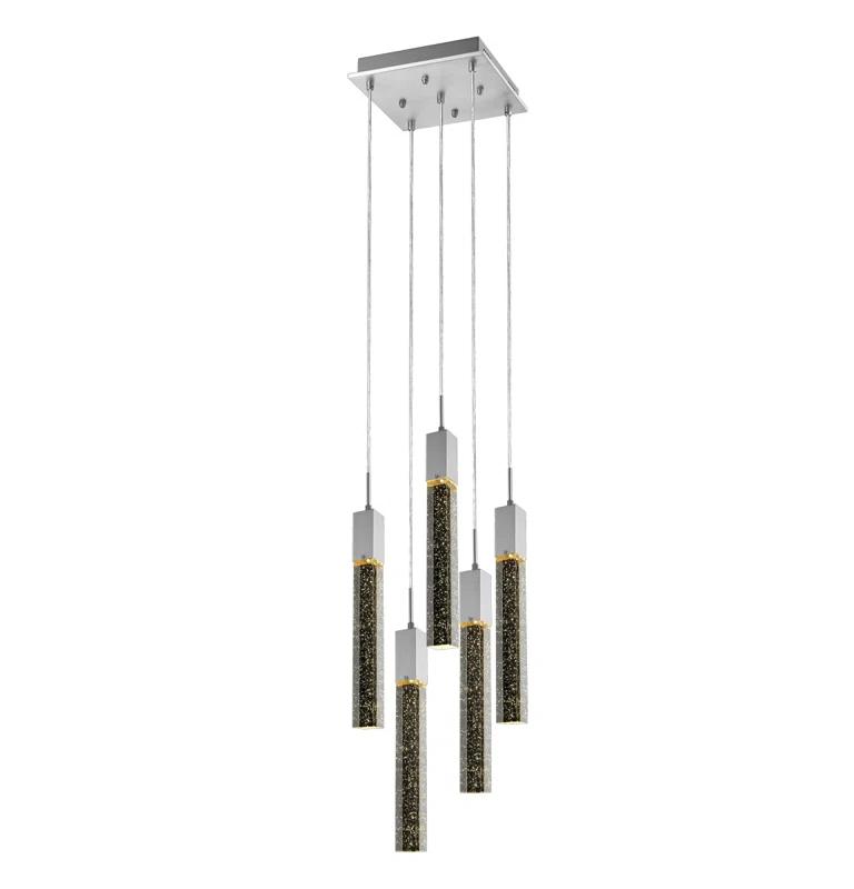 Glacier 5-Light Chrome LED Glass Pendant