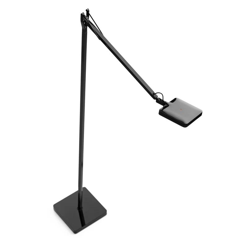 Black Adjustable LED Floor Lamp with Touch Dimmer