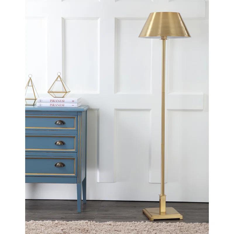JONATHAN Y JYL6005B Roxy 60" Metal LED Floor Lamp, Contemporary, Transitional for living room, dinning room, bedroom, office Bulb Included, Brushed Brass