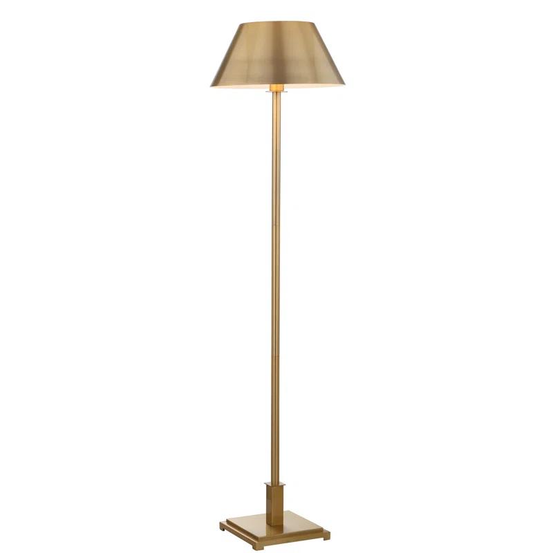 JONATHAN Y JYL6005B Roxy 60" Metal LED Floor Lamp, Contemporary, Transitional for living room, dinning room, bedroom, office Bulb Included, Brushed Brass