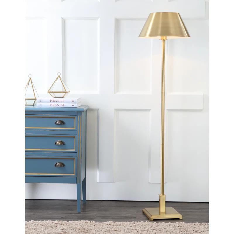 JONATHAN Y JYL6005B Roxy 60" Metal LED Floor Lamp, Contemporary, Transitional for living room, dinning room, bedroom, office Bulb Included, Brushed Brass