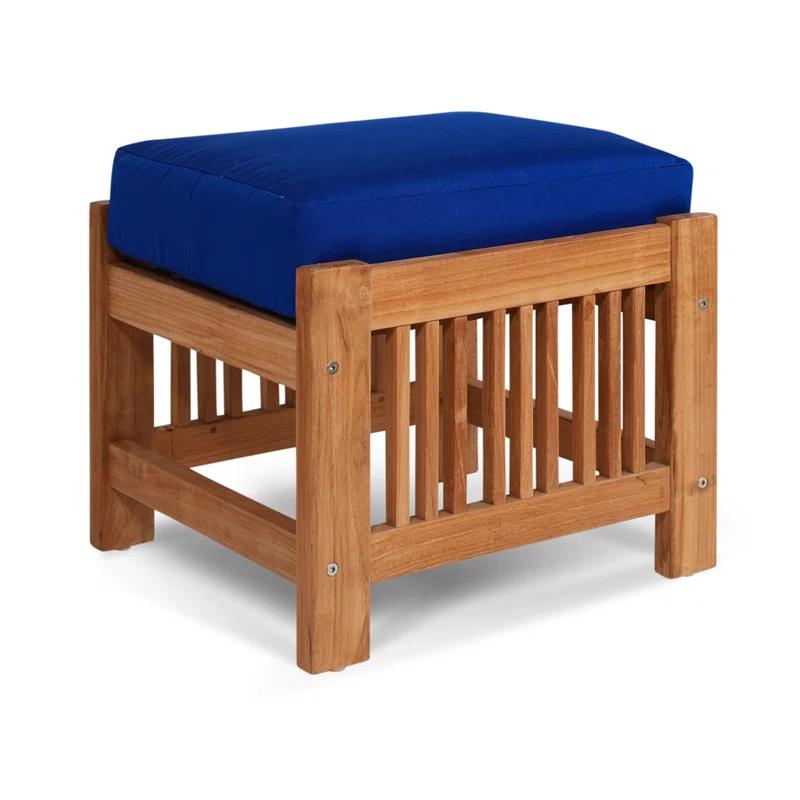 Summer 5-Piece Teak Outdoor Conversation Set with Blue Cushions