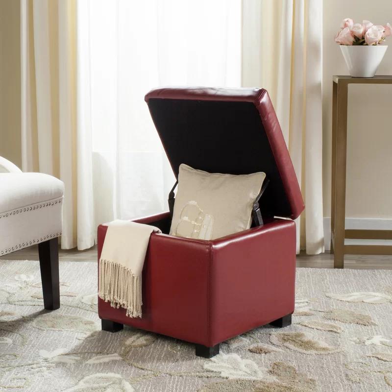 Jonathan Red Faux Leather Flip Top Storage Ottoman
