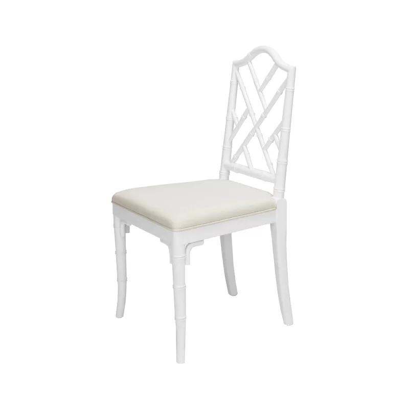 Fairfield Classic White Linen Upholstered Cross Back Side Chair