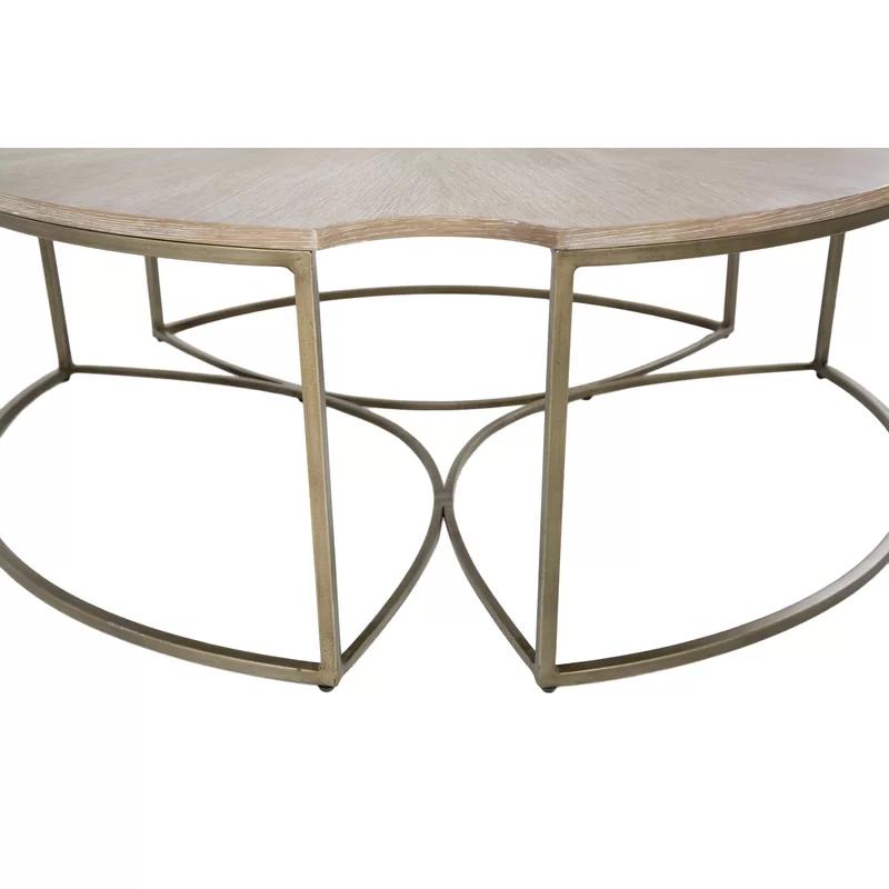 Industrial Amber-Gold 48" Round Wood & Metal Coffee Table