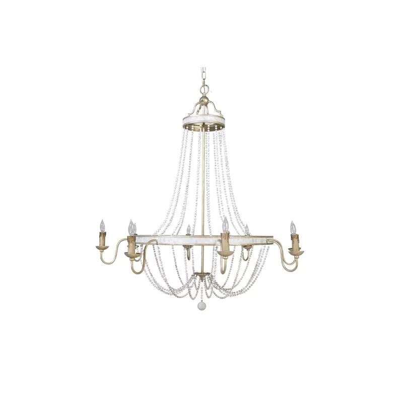 Corinna 46'' White and Silver Candle Style Empire Chandelier