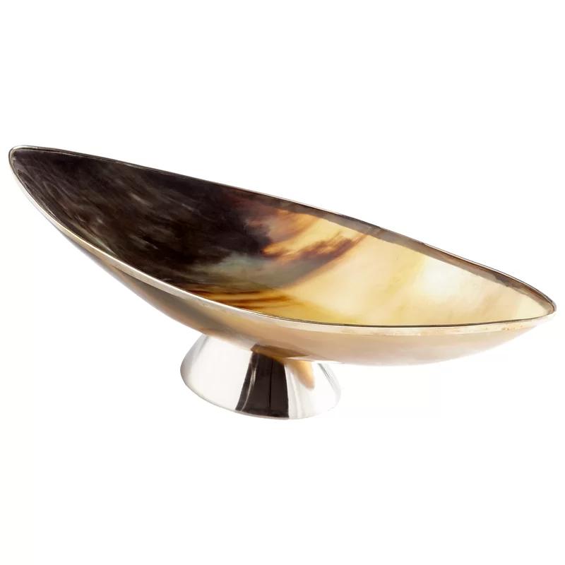 Contemporary Brown Oval Metal Decorative Tray