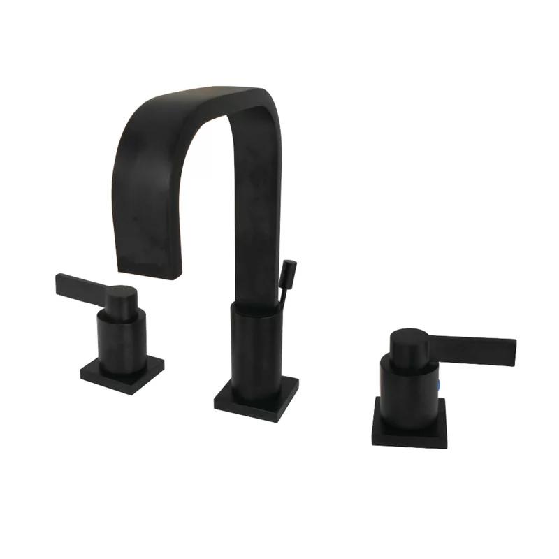 Matte Black Widespread Bathroom Faucet with Lever Handles