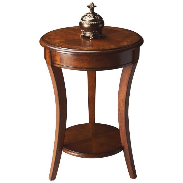 Transitional Olive Ash 18" Round Wood Side Table