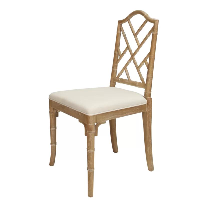 Fairfield Cerused Oak Linen Upholstered Cross Back Side Chair