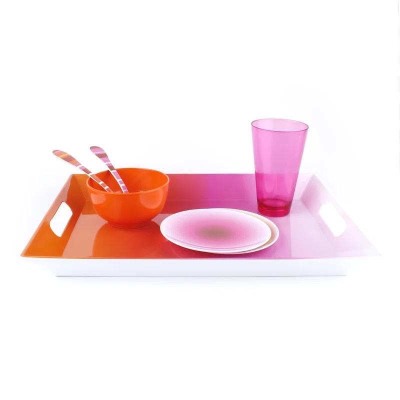 Pink Ombre Rectangular Melamine Serving Tray