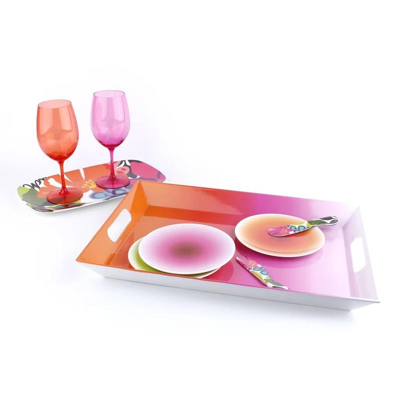 Pink Ombre Rectangular Melamine Serving Tray