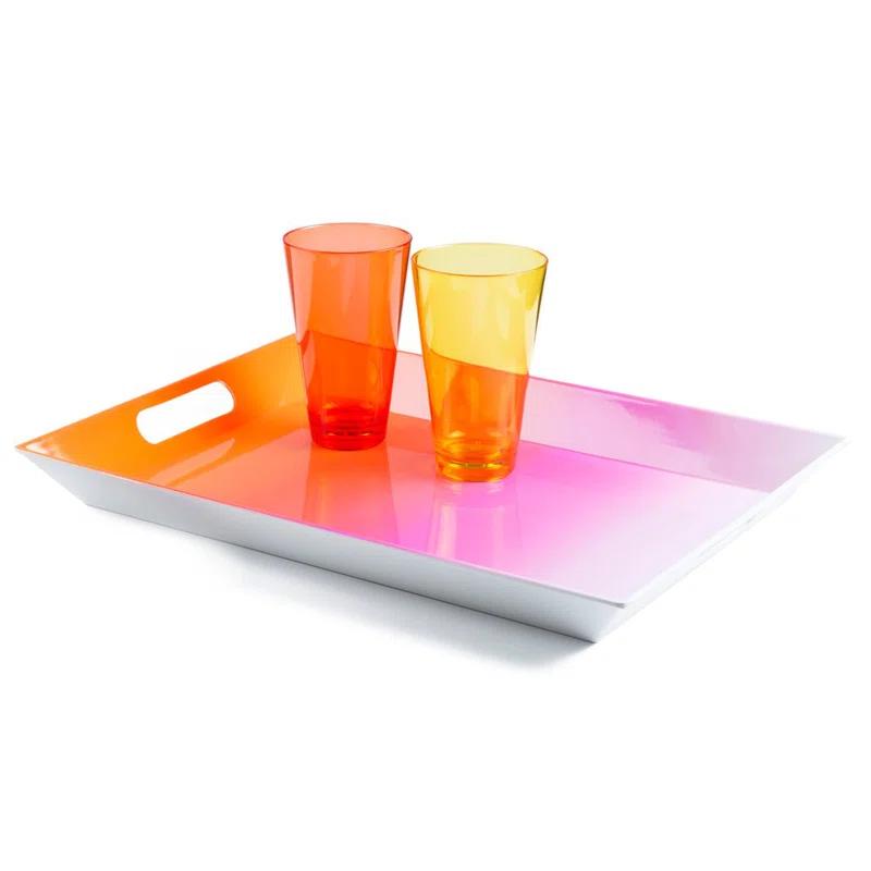 Pink Ombre Rectangular Melamine Serving Tray