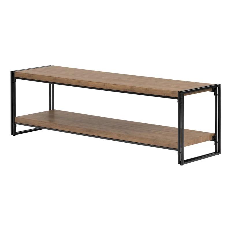 Industrial Medium Wood Bamboo TV Stand Bench