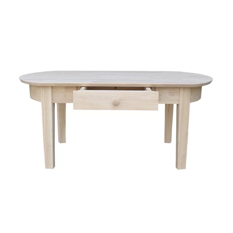 43.7" Natural Wood Oval Coffee Table with Storage