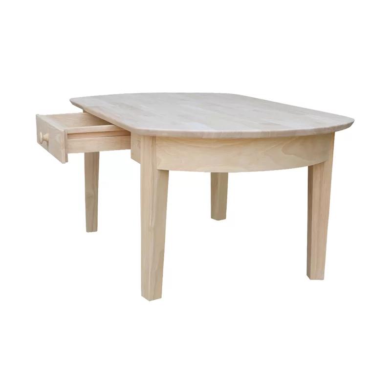 43.7" Natural Wood Oval Coffee Table with Storage