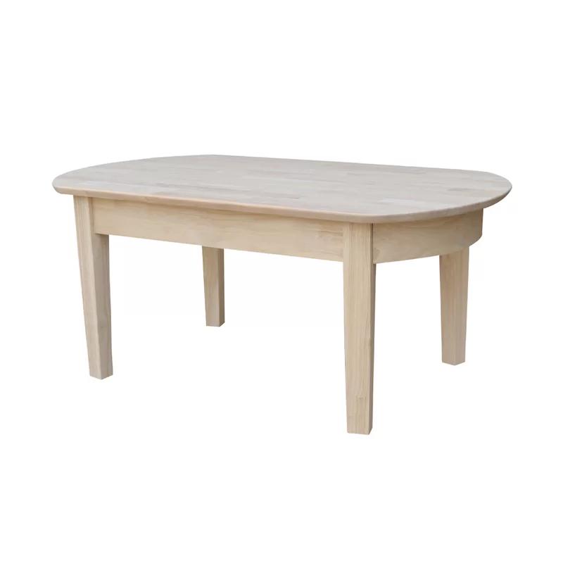 43.7" Natural Wood Oval Coffee Table with Storage