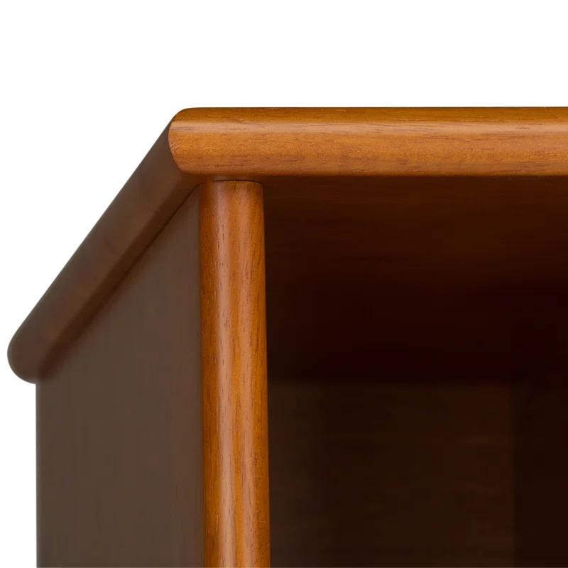 Simpli Home Draper 22"W Solid Hardwood 6 Shelf Compartment Mid-Century Modern Bookcase with Drawer