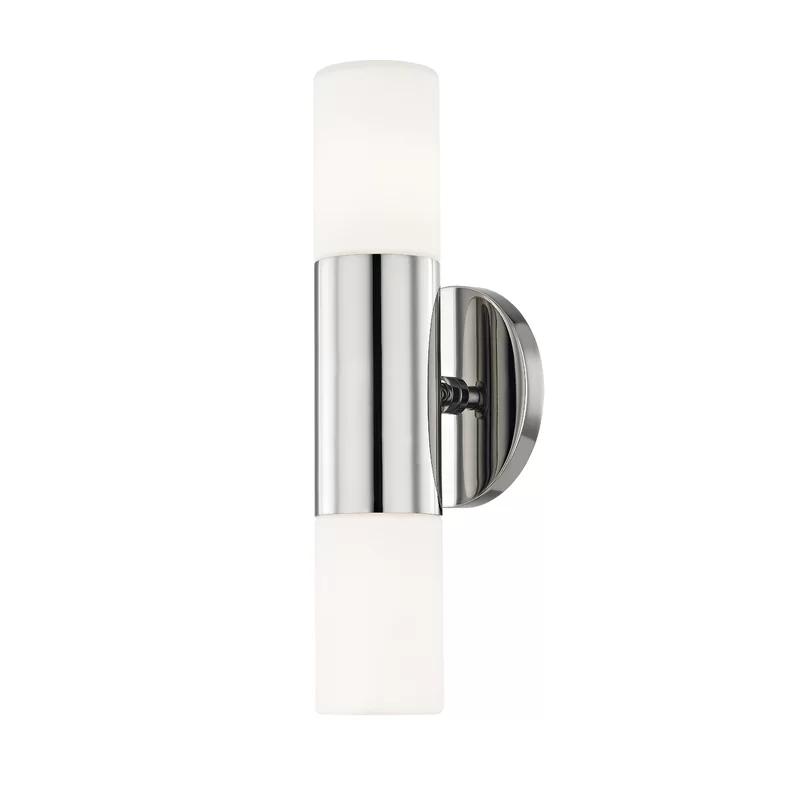 Lola Sleek Polished Nickel 2-Light Wall Sconce with Opal Matte Glass