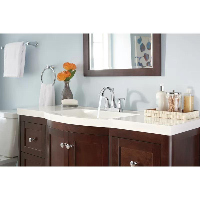 Modern Chrome Centerset Bathroom Faucet with Dual Handles and Drain Assembly