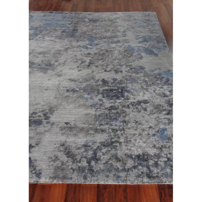 Reflections Hand-Loomed Viscose Abstract Area Rug, 10' x 14', Gray/Blue/Charcoal