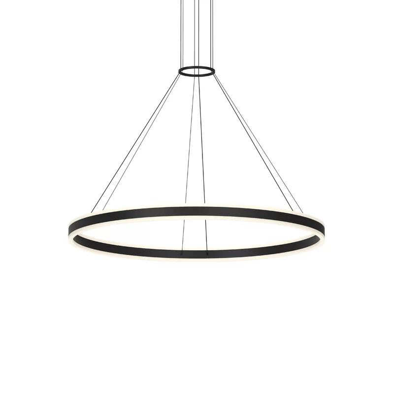 Double Corona 2-Light Satin Black Aluminum LED Chandelier